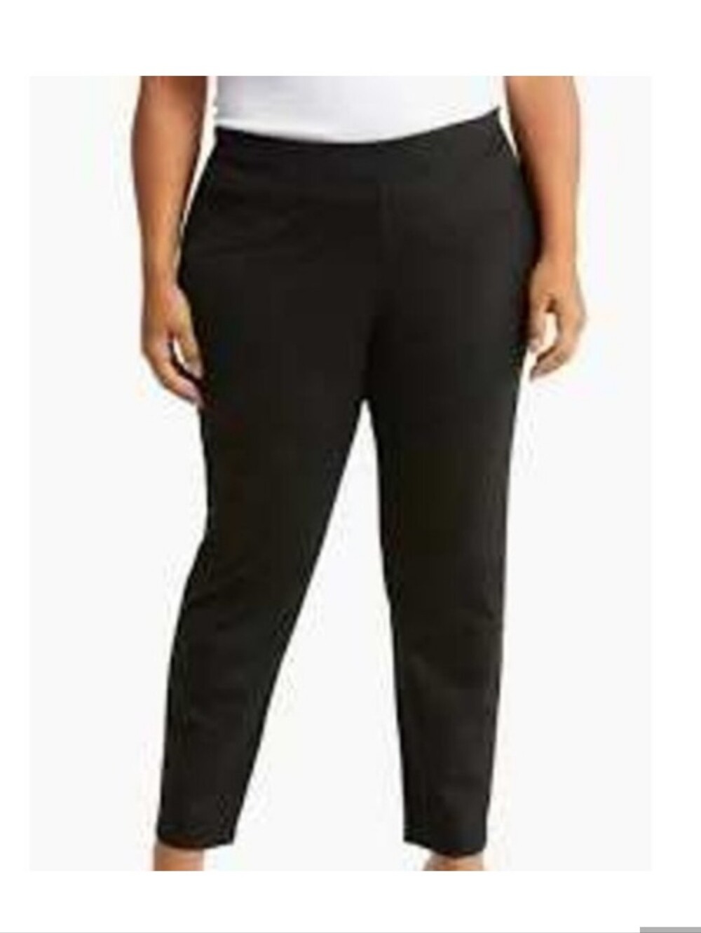 Eileen Fisher Slim Ankle Pants Stretch Cotton Side Zipper Size 1X Black Capsule